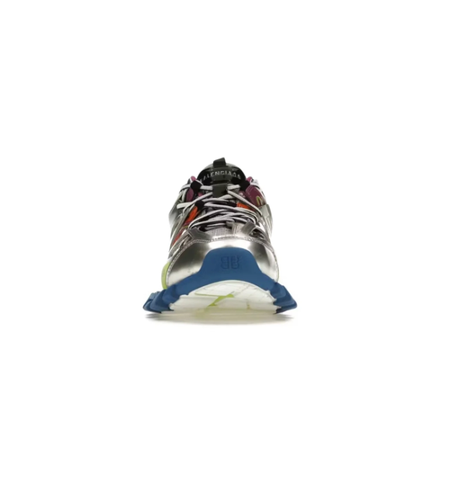 Balenciaga Metallic Silver Chunky Sneakers with Multicolor Accents