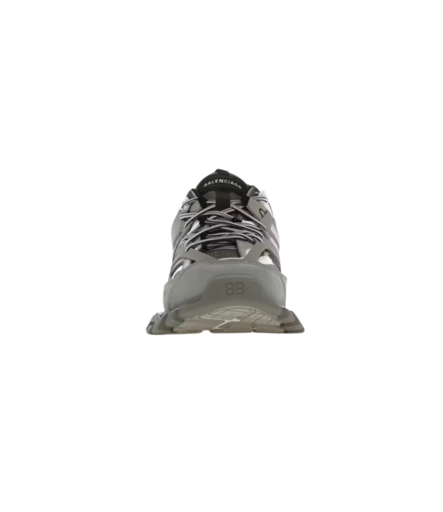 Balenciaga Gray & White Layered Chunky Sneakers with Silver-Tone Accents