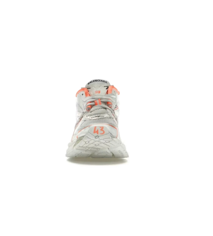 Balenciaga White & Silver-Tone Layered Sneakers with Orange Accents
