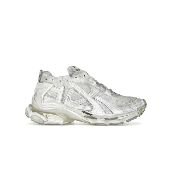 Balenciaga White & Light Gray Layered Sneakers with Sculpted Sole