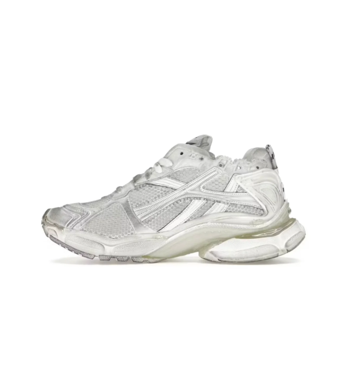 Balenciaga White & Light Gray Layered Sneakers with Sculpted Sole