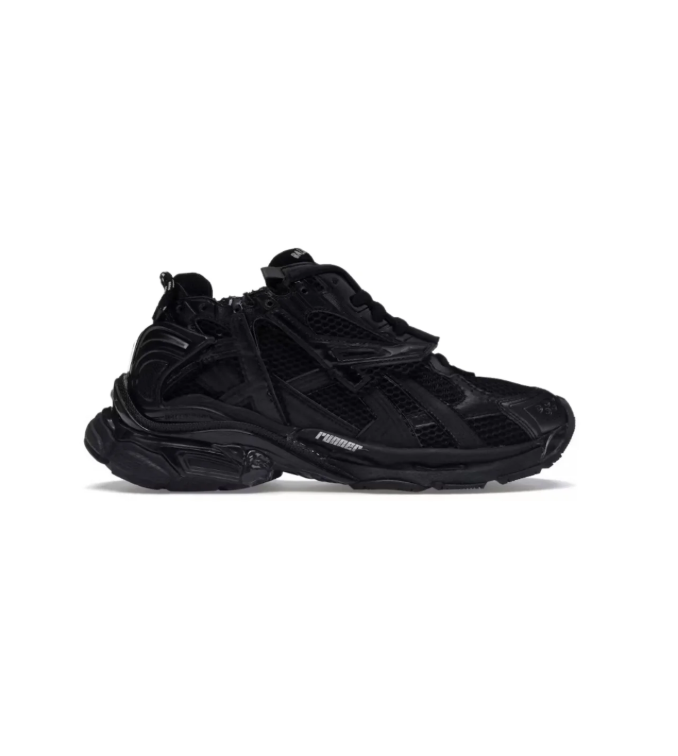 Balenciaga All-Black Layered Sneakers with Sculpted Sole