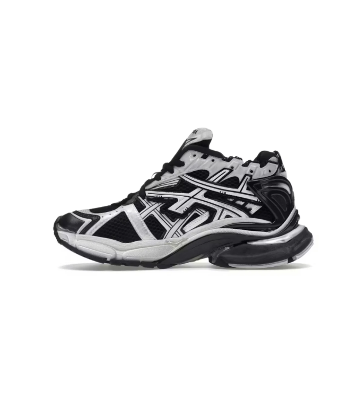 Balenciaga Black & White Layered Sneakers with Chunky Sculpted Sole