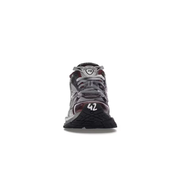 Balenciaga Gray & Burgundy Layered Sneakers with Silver-Tone Accents
