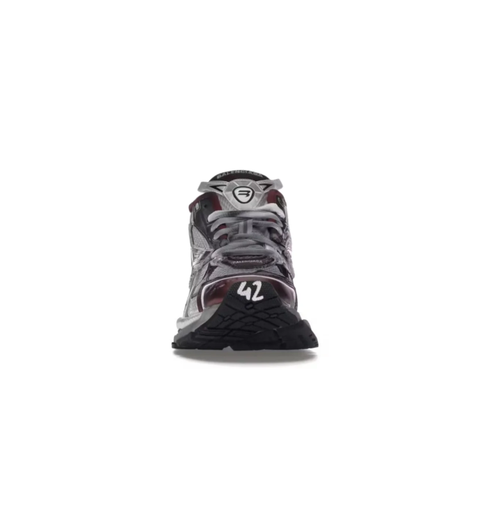 Balenciaga Gray & Burgundy Layered Sneakers with Silver-Tone Accents