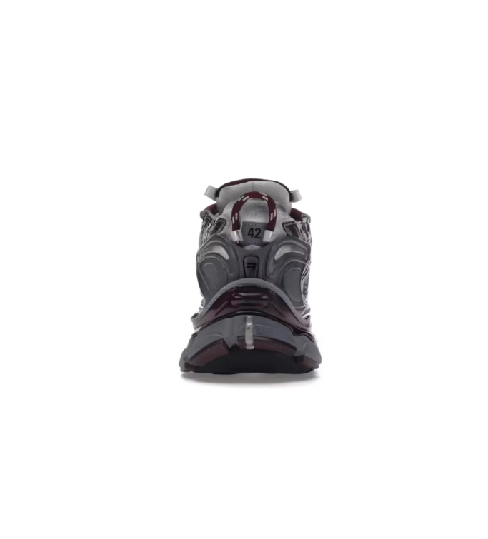 Balenciaga Gray & Burgundy Layered Sneakers with Silver-Tone Accents