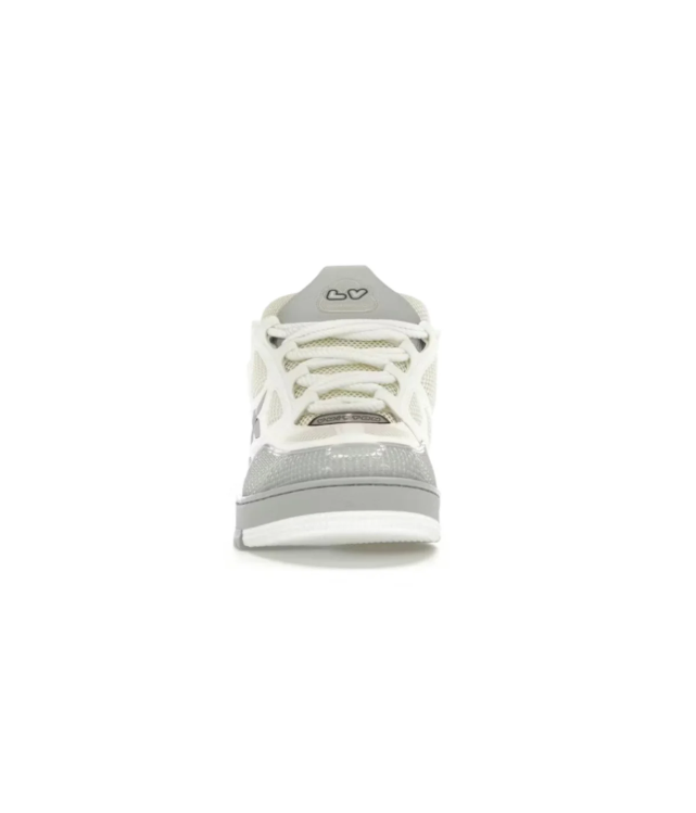 Louis Vuitton White & Light Gray Low-Top Sneakers with Floral Details