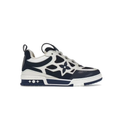 Louis Vuitton Navy & White Low-Top Sneakers with Floral Details