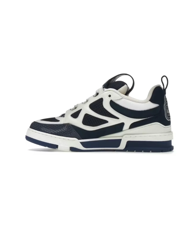 Louis Vuitton Navy & White Low-Top Sneakers with Floral Details
