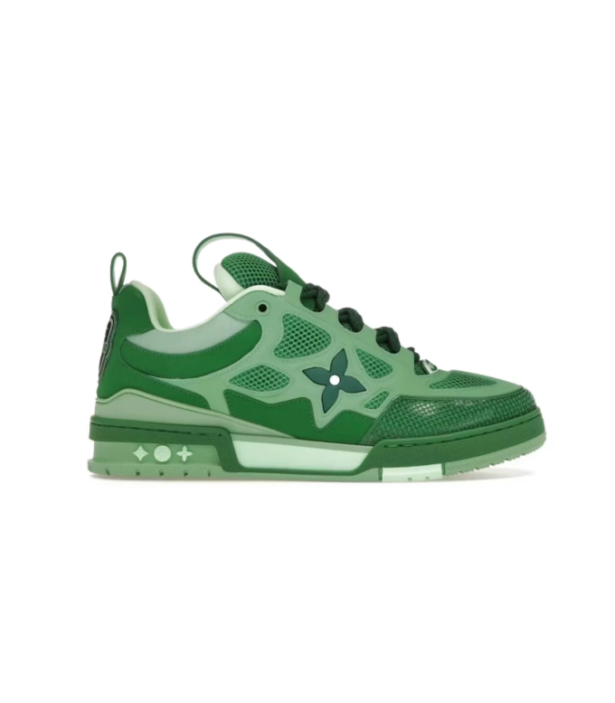 Louis Vuitton Green & Mint Low-Top Sneakers with Floral Details