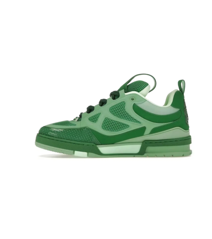 Louis Vuitton Green & Mint Low-Top Sneakers with Floral Details