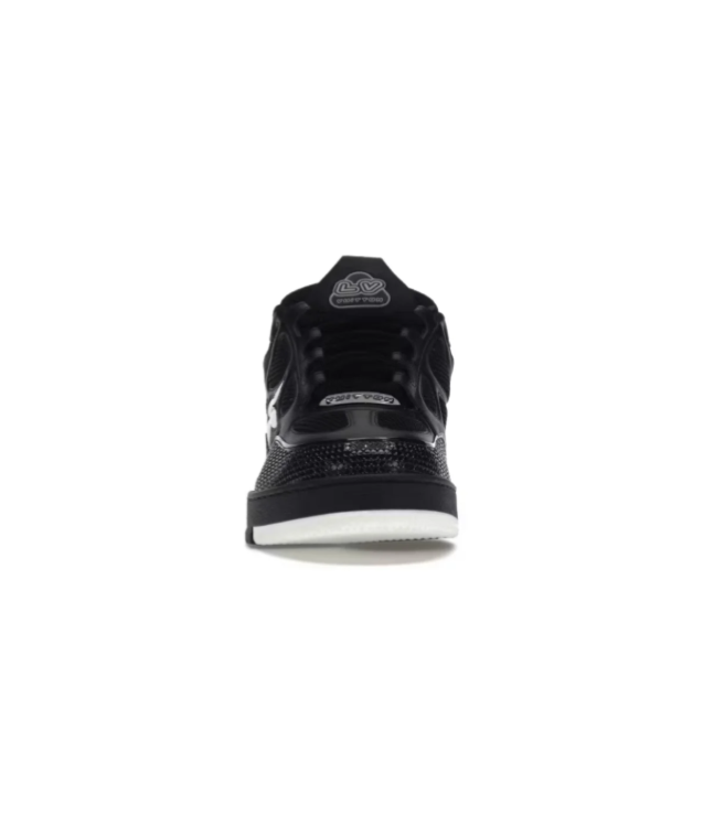 Louis Vuitton Black & White Low-Top Sneakers with Floral Details