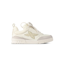 Louis Vuitton Cream & Light Gray Low-Top Sneakers with Oversized Floral Details
