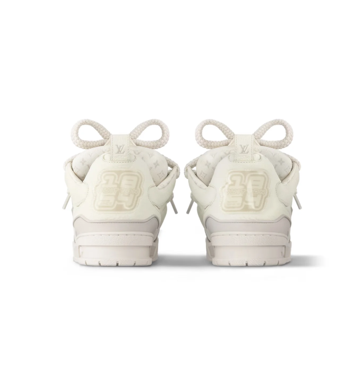 Louis Vuitton Cream & Light Gray Low-Top Sneakers with Oversized Floral Details