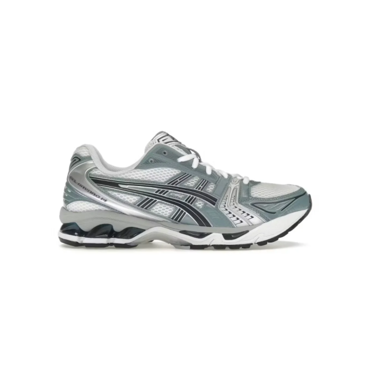 ASICS White and Sage Green Mesh Low-Top Sneakers