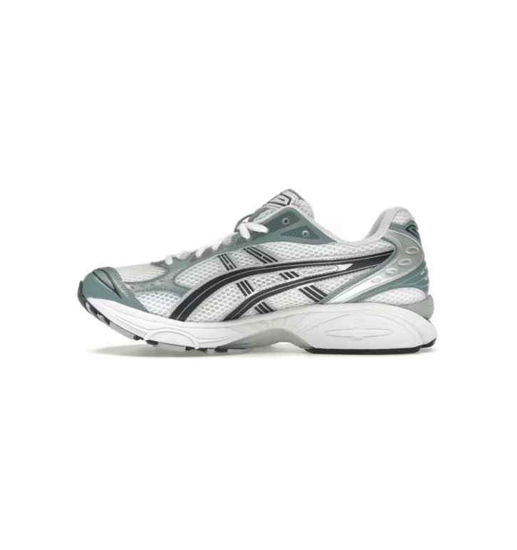 ASICS White and Sage Green Mesh Low-Top Sneakers