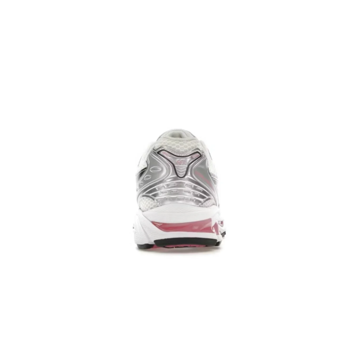 ASICS White and Silver Mesh Low-Top Sneakers with Pink Accents