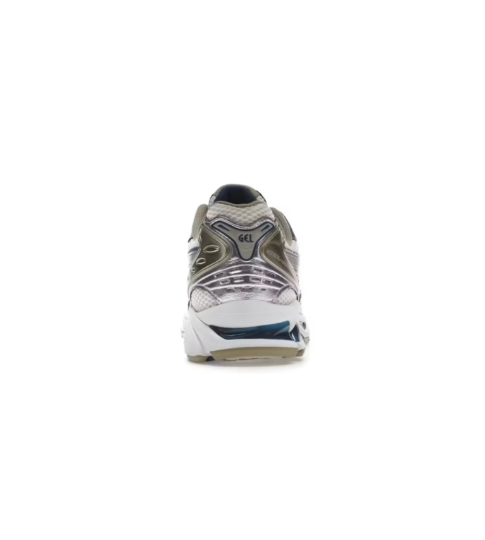 ASICS White and Silver Mesh Low-Top Sneakers with Olive Accents