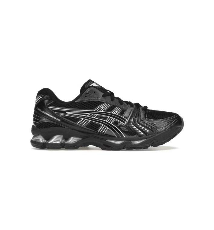 ASICS Black Mesh Low-Top Sneakers with Silver-Outline Stripes