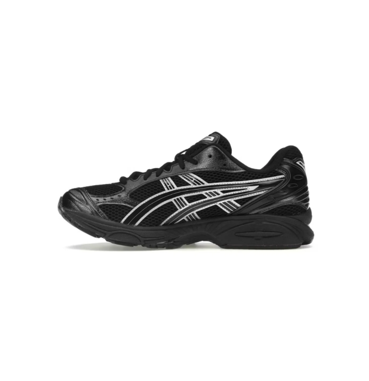ASICS Black Mesh Low-Top Sneakers with Silver-Outline Stripes